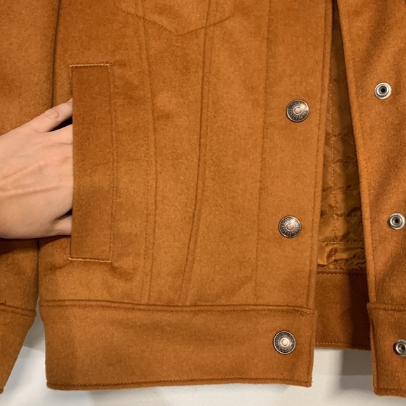 LEVIS GINGER WOOL SNAP FRONT TRUCKER VARSITY JACKET WOMENS SMALL OVERSIZED - Picture 5 of 7